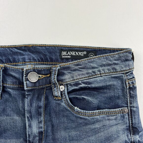 BLANKNYC Raw Hem Skinny Jeans Distressed Destroyed Mid-Rise Ankle The Bond 26 - Picture 5 of 13